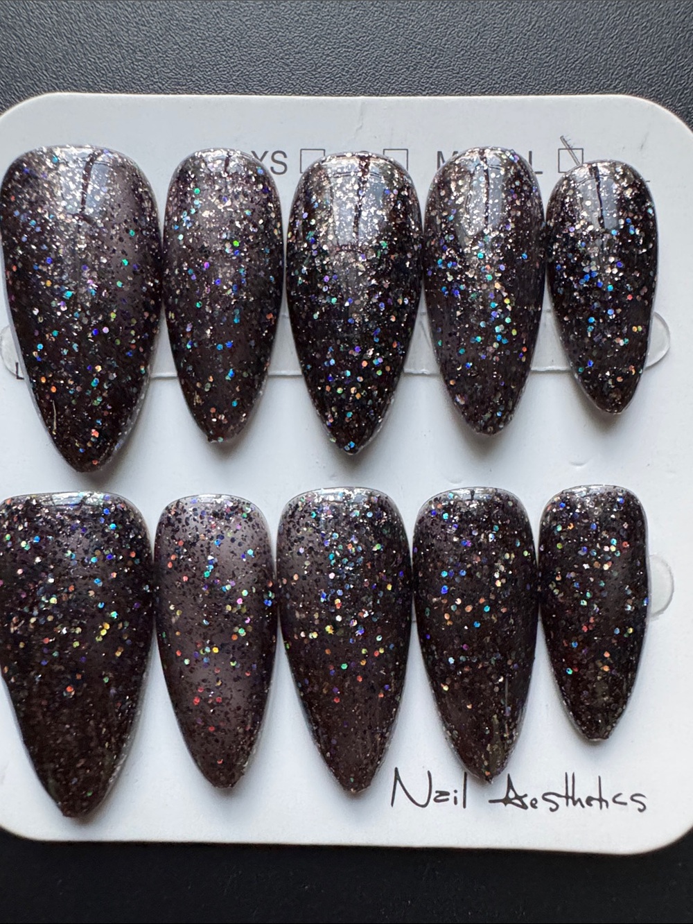 Glitter Press-On Nails - Dark Sparkle
